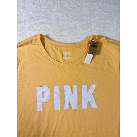 NWT Victorias Secret PINK T-Shirt Womens Large Yellow Short Sleeve Graphic Tee - Picture 3 of 3